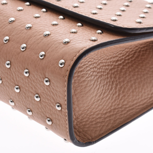 Gucci Chain Shoulder Bag Studs Beige Black Calfskin - Picture 6 of 9